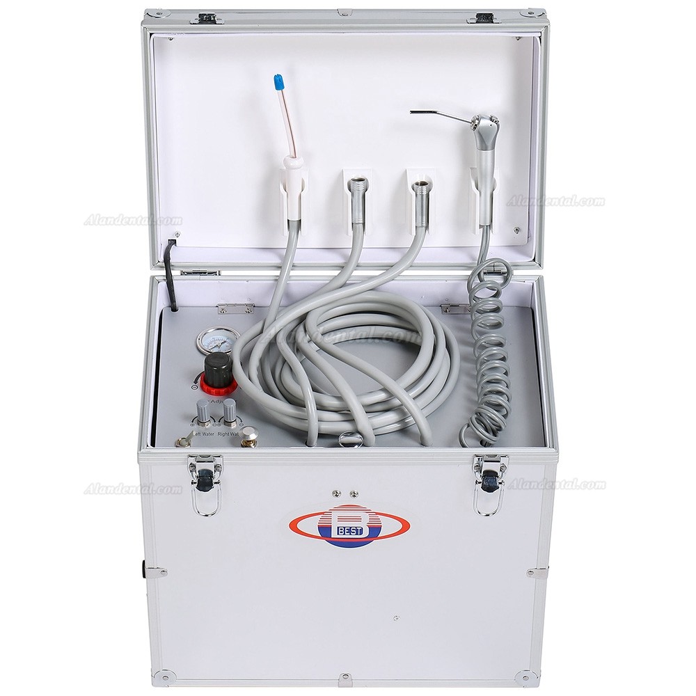 BEST BD402 Portable Dental Turbine Unit + Air Compressor +Suction System + Triplex Syringe